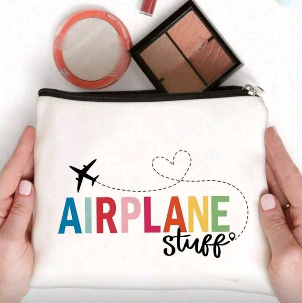 Colorful Airplane Stuff Zipper Pouch Purse Bag